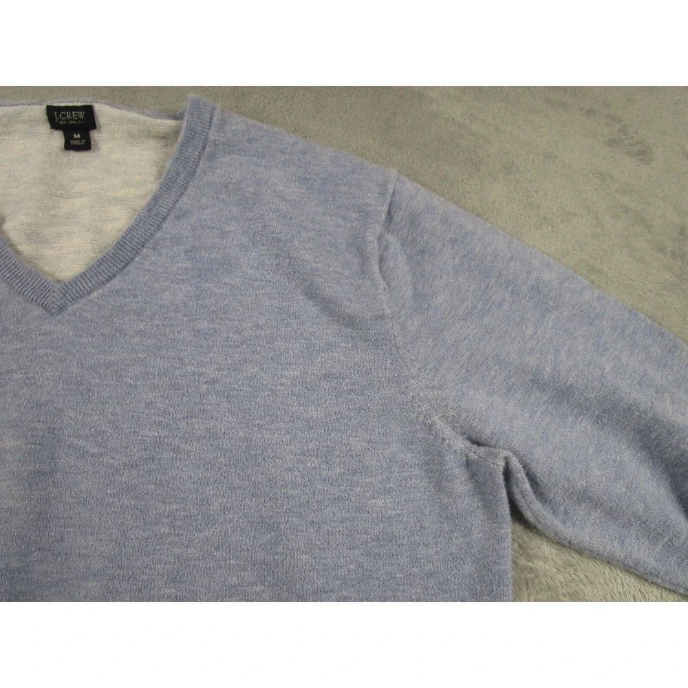 J Crew Sweater‎ Mens Medium Blue Knit Pullover V Neck Preppy